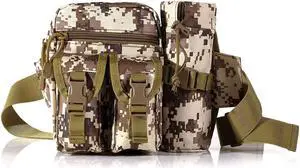 Camouflage Tactical Multi-purpose Kettle Waist Bag Sports Water Bottle Pocket Canvas Unisex Fanny Hip Purse Travel Running desert