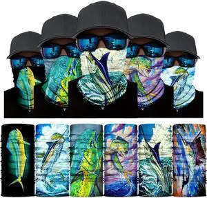 7pc mixed  colors  Sunscreen Printed Bandana, Cycling Hood Mask, Outdoor Fishing & Cycling Accessories