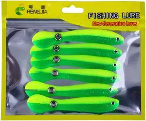 6Pcs Soft Bionic Swimming Fishing Lures Loach Artificial Bait with Rotating Spins Tail Slow Sinking Bass Swimbaits Simulation Saltwater Freshwater Fake Baits for Pike Trout(10colors can choose) Green