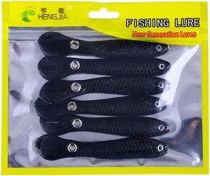 6Pcs Soft Bionic Swimming Fishing Lures Loach Artificial Bait with Rotating Spins Tail Slow Sinking Bass Swimbaits Simulation Saltwater Freshwater Fake Baits for Pike Trout(10colors can choose) Black