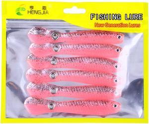 6Pcs Soft Bionic Swimming Fishing Lures Loach Artificial Bait with Rotating Spins Tail Slow Sinking Bass Swimbaits Simulation Saltwater Freshwater Fake Baits for Pike Trout(10colors can choose) Pink