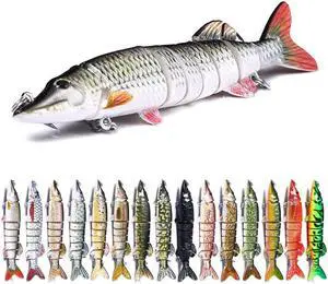 15pcs Fishing lures  Sinking Wobblers 7 Segments Multi Jointed Swimbait Hard Bait Fishing Tackle For Bass Isca Crankbait, 12.5cm-18.5g