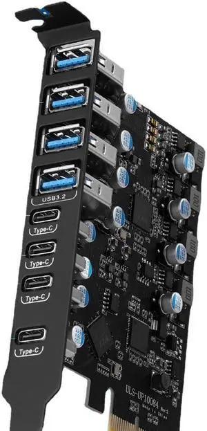 8-Port PCIe to USB3.2 Card Expansion 20Gbps 8 Ports USB3.1 Type-C x 4 & USB3.1 TypeA x4 PCIE Splitter Adapter Card 8-Port PCIe to USB3.2 Card Expansion 20Gbps 8 Ports USB3.1 Type-C x 4 & USB3.1 TypeA x4 PCIE Splitter Adapter Card