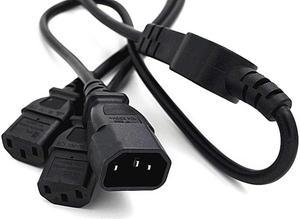 200cm Male to Female Power Cable IEC320 C14 to 2xC13 Cord for Multiple Devices