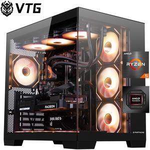 VTG Gaming Desktop PC , Ryzen5 9600X, Radeon RX 9070 GRE ,MSI B650M 32GB DDR5 1TB NVMe SSD, 650W GOLD PSU, Wi-Fi,360 Liquid Cooler,ARGB Fans , Windows 11 Home 64-bit ,Prebuilt Gaming Pc New computer
