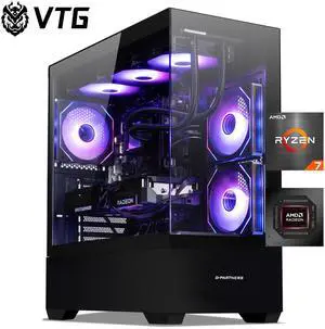 VTG Gaming PC AMD Ryzen7 9700X, Radeon RX 9070 GRE 12G, 1TB NVME SSD, 32GB DDR5 RAM , 850W GOLD PSU ,360MM AIO liquid cooler , MSI B650M , Windows 11 Home, WIFI,  Prebuilt Gaming Pc New computer