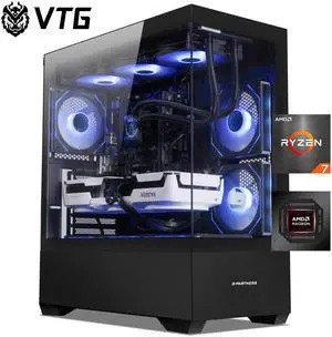 VTG Gaming PC AMD Ryzen7 9700X, Radeon RX 9070XT 16G, 1TB NVME SSD, 32GB DDR5 RAM , 850W GOLD PSU ,360MM AIO liquid cooler , MSI B650M , Windows 11 Home, WIFI,  Prebuilt Gaming Pc New computer