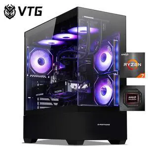 VTG Gaming PC AMD Ryzen7 9700X, Radeon RX 9070GRE 12G, 1TB NVME SSD, 32GB DDR5 RAM , 850W GOLD PSU ,360MM AIO liquid cooler , MSI B650M , Windows 11 Home, WIFI,  Prebuilt Gaming Pc New computer