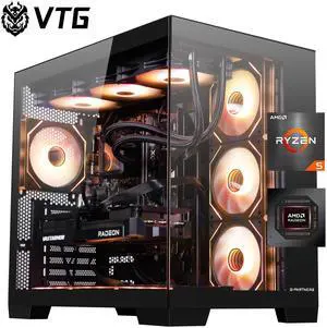 VTG Gaming Desktop PC , Ryzen5 9600X, Radeon RX 9070 GRE ,MSI B650M 32GB DDR5 1TB NVMe SSD, 650W GOLD PSU, Wi-Fi,360 Liquid Cooler,ARGB Fans , Windows 11 Home 64-bit ,Prebuilt Gaming Pc New computer