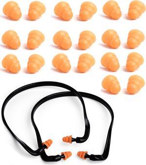 2 Pairs Banded Silicone Ear Plugs and 10 Pairs Silicone Replacement Pods Soft Reusable Washable for Sleeping Swimming Noise Hearing Protection Earplugs Music Concerts Construction Shooting Hunting