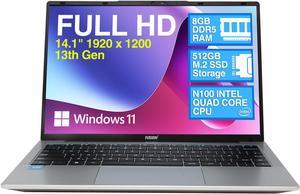 Fusion5 14.1" Windows 11 Full HD Laptop - 512GB SSD Storage, 8GB RAM, Quad-Core CPU, Dual-Band WiFi, USB 3.0, 14 Inch Display, Webcam