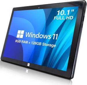 Fusion5 10.1" Windows 11 Tablet PC - Ultra Slim Full HD Tablet Computer - 8GB RAM, 128GB Storage, 10 Inch Display, 5G WiFi, Quad-Core CPU, USB 3.0, Micro HDMI, Dual Cameras, Bluetooth