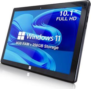 Fusion5 10 Inch Windows 11 Full HD Tablet PC - Ultra Slim Tablet Computer - 8GB RAM, 256 GB Storage, 10.1" Inch Display, 5G WiFi, Quad-Core CPU, Micro HDMI, USB 3.0, Dual Cameras