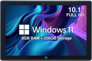 Fusion5 10.1" Windows 11 Tablet PC - Intel 13th Gen - 8GB RAM, 256GB SSD Storage, Quad-Core CPU, 10 Inch Full HD Display, USB 3.0, Micro HDMI, Expandable Storage, HD Webcam