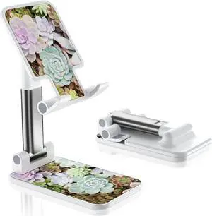 Foldable Phone Stand for DeskAngle of View Adjustable Cell Phone StandPhone Holder for Desk/ipad Stand Suitable for iPhone, Samsung and Other Smart Phones Desk Accessories Phone HolderSucculent