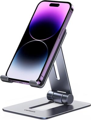 Cell Phone Stand Desk Phone Holder Compatible with iPhone 15 14 13 12 Pro Max 11 XS Max XR X 8 Plus Fully Adjustable Foldable Desktop Aluminum Smartphone Stand