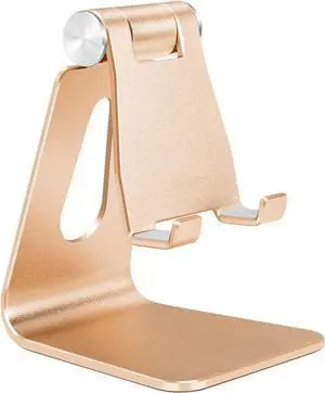 Bidponds Foldable Aluminum Alloy Cell Phone Stand,Adjustable Tabletop Metal Phone Holder,Desktop Phone Dock Holder,Smartphone Cradle,Gold, Welcome to consult