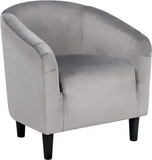 Topeakmart Velvet Club Chair Accent Arm Chair Upholstered Barrel Chair Grey, Welcome to consult
