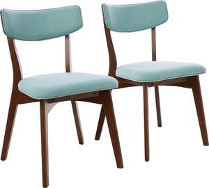 Christopher Knight Home Abrielle Mid-Century Modern Fabric Dining Chairs with Natural Walnut Finished Rubberwood Frame, 2-Pcs Set, Mint / Natural Walnut, Welcome to consult