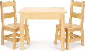 Melissa & Doug Solid Wood Table and 2 Chairs Set - Light Finish Furniture for Playroom,Blonde, Welcome to consult