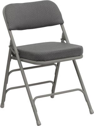 Flash Furniture 2 Pk. HERCULES Series Premium Curved Triple Braced & Double Hinged Gray Fabric Metal Folding Chair