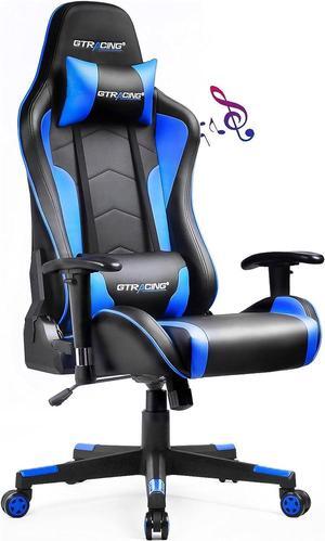 GTRACING Gaming Chair with Speakers Bluetooth Music Video Game Chair Audio Ergonomic Design Heavy Duty Office Computer Desk ChairBlue