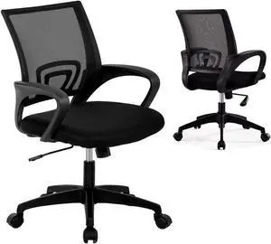 Home Office Desk Chair Ergonomic Desk Chair Breathable Mid-Back Comfortable Mesh Computer Chair with Fixed handrail Tilt Function Lumbar Support (Black) Home Office Desk Chair Ergonomic Desk Chair Breathable Mid-Back Comfortable Mesh Computer Chair with Fixed handrail Tilt Function Lumbar Support (Black)