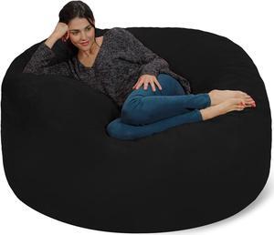 Chill Sack Bean Bag Chair - 5' Giant Memory Foam Lounge Chair with Soft Microfiber Cover  Cozy Furniture for Living Room, Dorm, & Kids' Rooms  Comfortable 5 Ft, Microsuede Lounge Sofa, Black