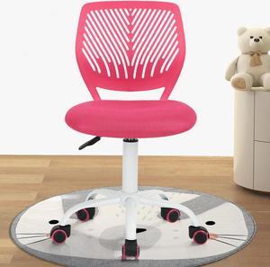 FurnitureR Desk Chair Small Study Chairs Armless for Child Kids Teens, Swivel Rolling Lightweight Task Chair with Wheels and Mesh Padded Cushion, Pink, Welcome to consult