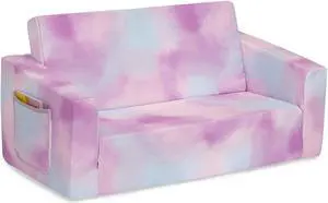 Delta Children Cozee Flip-Out 2-in-1 Convertible Sofa to Lounger for Kids, Pink Tie Dye, Welcome to consult