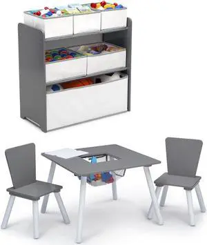 Delta Children 4-Piece Toddler Playroom Set, Grey/White, Welcome to consult
