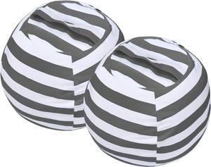 Miaowater 2 PCS Stuffed Animal Storage Bean Bag Chair Cover, Cotton Canvas Beanbag with Zipper for Organizing Kid's and Adults Room Grey 24", Welcome to consult
