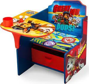 Delta Children Chair Desk with Storage Bin - Ideal for Arts & Crafts, Snack Time, Homeschooling, Homework, Reading & More, Nick Jr. PAW Patrol, with Cup Holders|Arm Rest, Engineered Wood