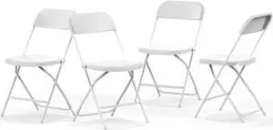 Nazhura Foldable Folding Chairs Plastic Outdoor/Indoor 650LB Weight Limit (White, 4 Pack), Welcome to consult