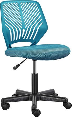 Topeakmart Armless Office Chair, Ergonomic Task Chair with Lumbar Support Adjustable Height, Modern Study Chair for Small Space, Turquoise