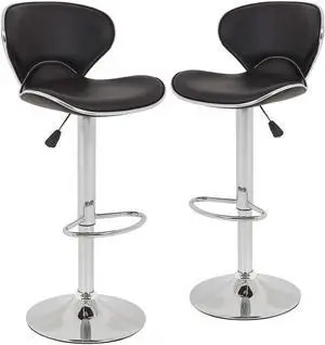 BestOffice Bar Stools Set of 2, Counter Height Adjustable Bar Stools with Back Bar Stool PU Leather Swivel Bar Stool Kitchen Counter Bar Stools Dining Chairs