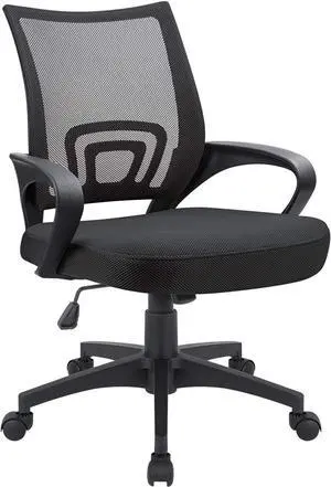 Devoko Office Chair Ergonomic Computer Desk Chair Mid Back Swivel Rolling Chair with Height Adjustable Lumbar Support Mesh Executive Chair with Armrests (Black), Welcome to consult