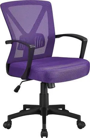 Yaheetech Mesh Office Desk Chairs Ergonomic Task Chairs with Adjustable Lumbar Support Mid Back Swivel Chair Purple, Welcome to consult