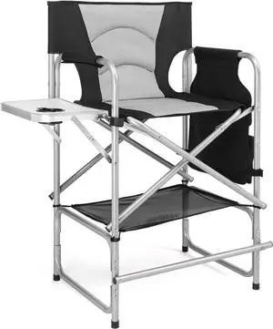 mefeir 26" Tall Directors Camping Chair Folding with Side Table,Portable Makeup Artist Bar Height, Aluminum Frame 300 lbs Capacity,, Welcome to consult