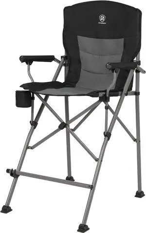 EVER ADVANCED Tall Directors Chair with Cup Holder 31", Bar Height Folding Chair for Camping, Sports with Carry Bag, Mesh Pockets and Footrest, Heavy Duty 300 lbs, Black, Welcome to consult