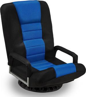 Buymoth Swivel Floor Gaming Chair w/Armrests, Folding Video Reclining Sofa w/6 Adjustable Position, Padded Backrest & Cushion, Lazy Lounger Couch for E-Sports, Reading, Relaxing, Watching TV, Blue
