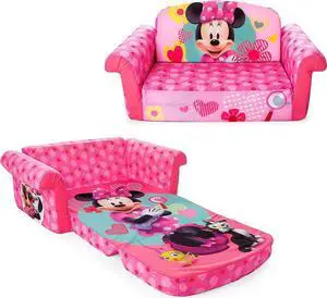 Marshmallow Furniture, Children's 2-in-1 Flip Open Foam Compressed Sofa, Disney's Minnie Mouse, Welcome to consult
