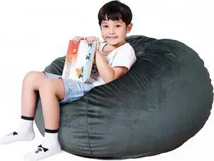 Lukeight Stuffed Animal Storage Bean Bag Chair for Kids and Teens Without Filling, Zipper Storage BeanBag Cover for Organizing Stuffed Animal, Luxury Velvet Bean Bag Chair Cover (No Beans) X-Large