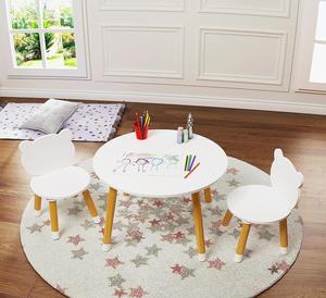 UTEX Kids Wood Table and Chair Set, Kids Play Table with 2 Chairs,3 Pieces Kids Round Table for Toddlers, Girls, Boys,White, Welcome to consult