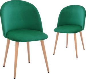 CangLong Mid Century Modern Kitchen Velvet Upholstered Accent Leisure Chairs,Set of 2, Green 1