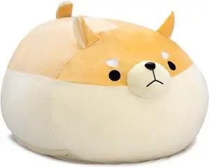 Stuffed Animal Storage Bean Bag Chair Cover for Kids Yellow Dog Shiba Inu Bean Bag Chair for Girls Large Size Toy Organizer Cover Only Without Filling, Welcome to consult
