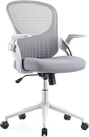 Office Chair - Ergonomic Flip-up Arm Home Office Computer Swivel Desk Chair with Wide Seat, Thickened Seat Cushion, Widened Backrest, Storage Back Basket, Lumbar Support, Welcome to consult