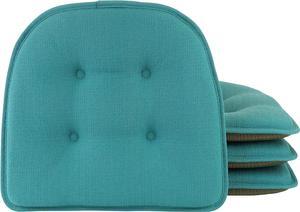 Klear Vu Omega Non-Slip Universal Chair Cushions for Dining Room, Kitchen and Office Use, U-Shaped Skid-Proof Seat Pad, 15x16 Inches, 4 Pack, 07 Teal, Welcome to consult