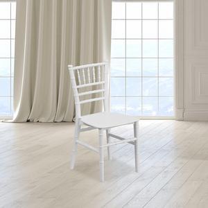 EMMA + OLIVER Childs All Occasion White Resin Chiavari Chair for Home or Home Based Rental Business, Welcome to consult