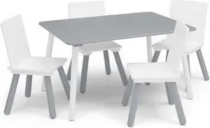 Delta Children Kids Table and Chair Set (4 Chairs Included) - Ideal for Arts & Crafts, Snack Time, Homeschooling, Homework & More, Grey/White